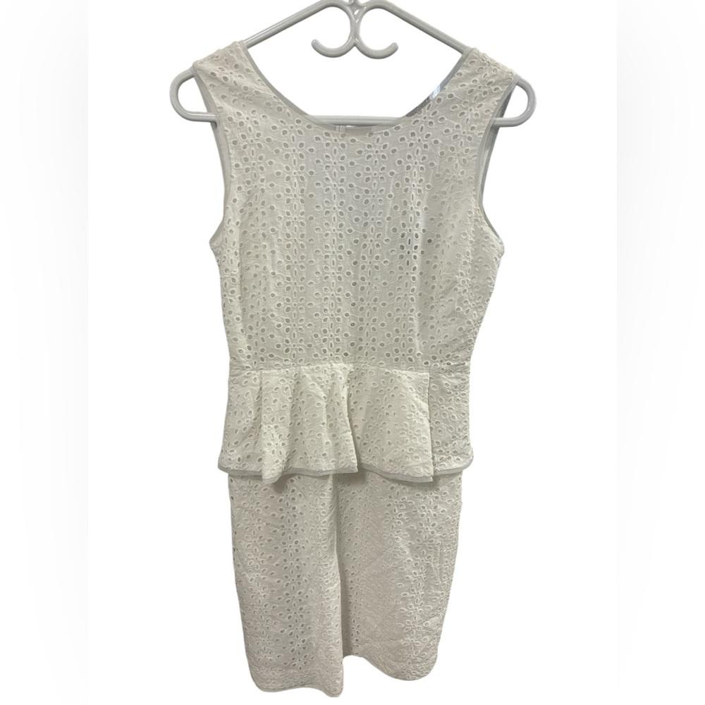 BCBG Elegant White Eyelet Mini Dress